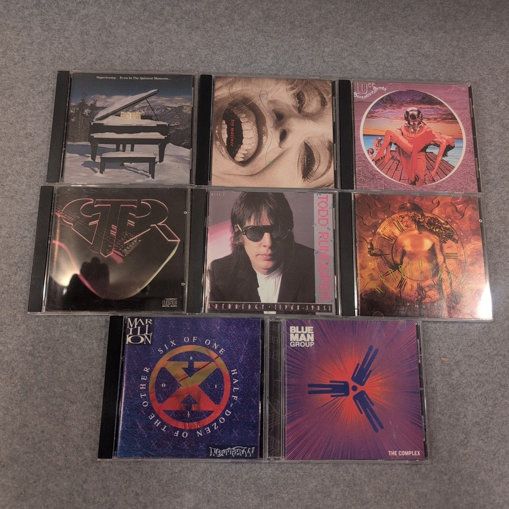 8 Art Rock Prog CD Lot Supertramp Todd Rundgren Marillion Blue Man Group GTR - Picture 1 of 2